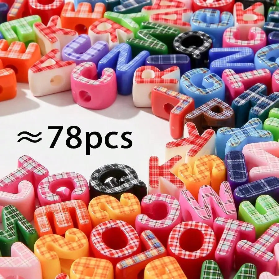 78Pcs Large Letter Beads Big Chunky Letter Bead A-Z Acrylic Alphabet Bubble Beads for Paracord Bead Bag Charm Keychains Crafts Education Leaning(Ab