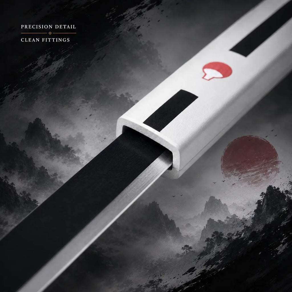 Sasuke Uchiha Naruto Kusanagi Themed Costume Accessory Set, White Decor Body with Uchiha Clan Logo, Black Long Ornament, for Convention Shooting, Home Display & Anime Fan Collection