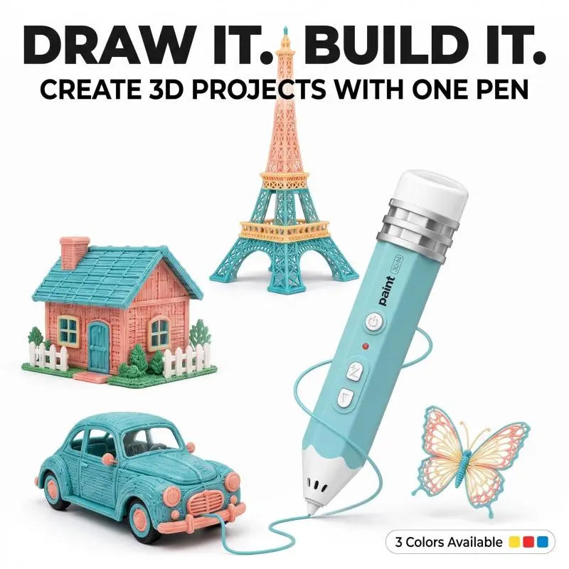 Kid-Friendly 3D Pen for Beginners - Easy-To-Use Rechargeable Handheld Art Tool, Handmade Gifts for Family Time, Includes Premium PLA Filament Material, Templates & Step-By-Step Guide Art Toy Printed Pen Stem Pen 3D Printer Pen for Kids Wireless 3D Printin