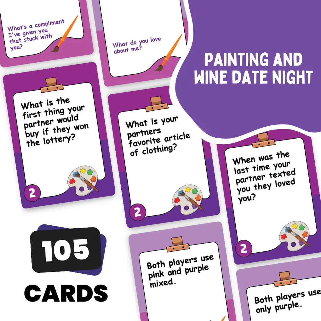 Sip and Paint – Fun Date Night Activity | Romantic Game with Prompts & Questions | Creative Couples Gift Idea for Him & Her | No Art Skills Needed | 2 Players