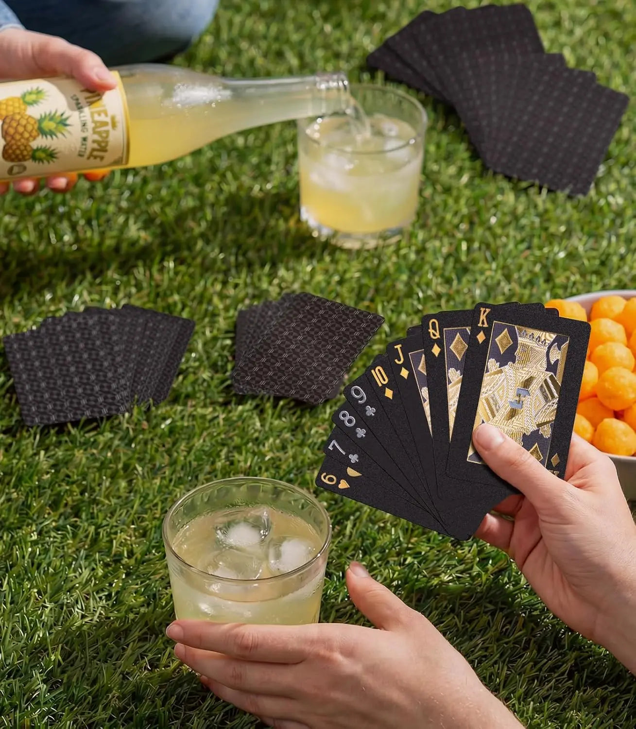 Playing Cards - Waterproof Diamond Textured Foil PET Poker Cards - for Swimming Pool, Beach Club Party, Camping & Magic Show - Premium Sleek Gift for Men, Adults & Friends