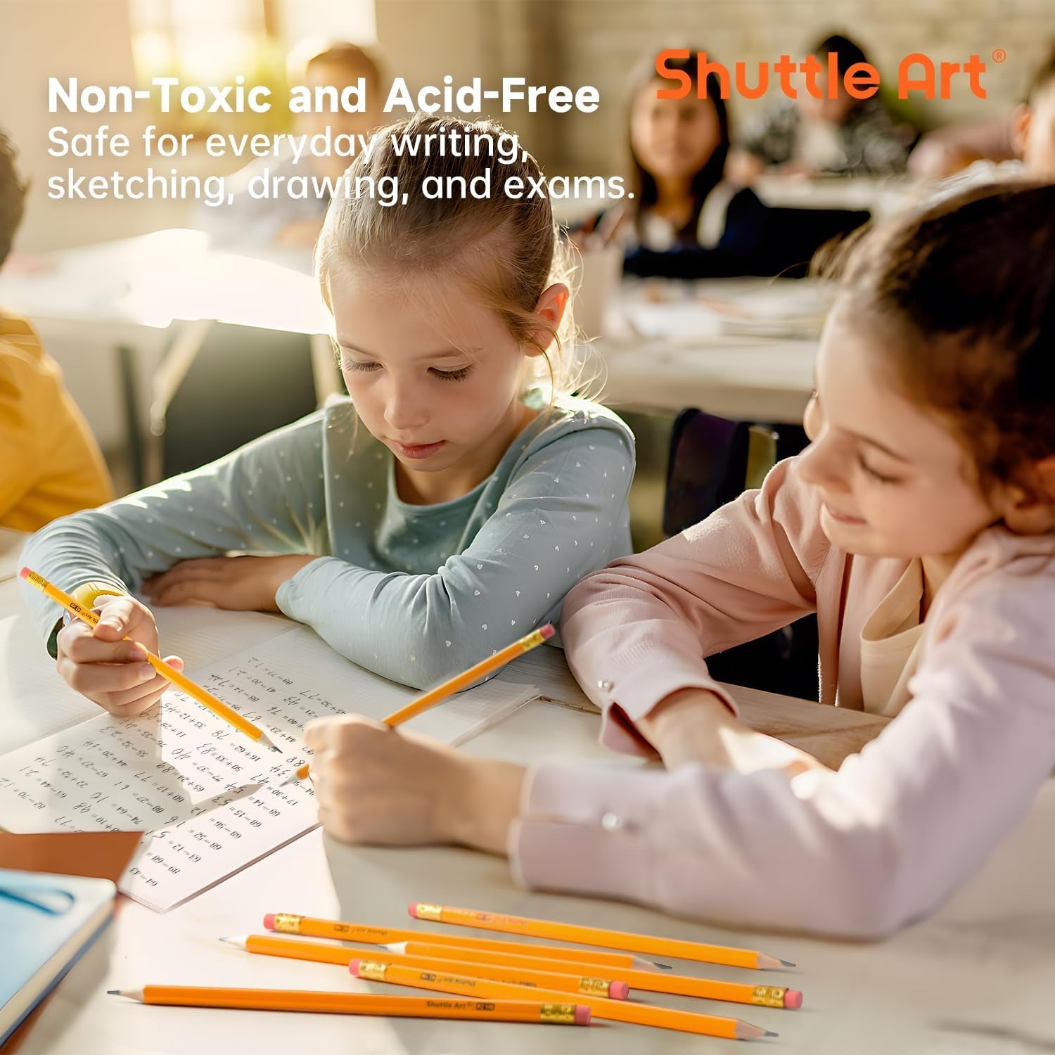 60 Pack Pencils, #2 HB, Pre-Sharpened Pencils with Top Erasers, Premium Woodcased Yellow Pencil Bulk for Classroom & School Supplies, Writing and Drawing