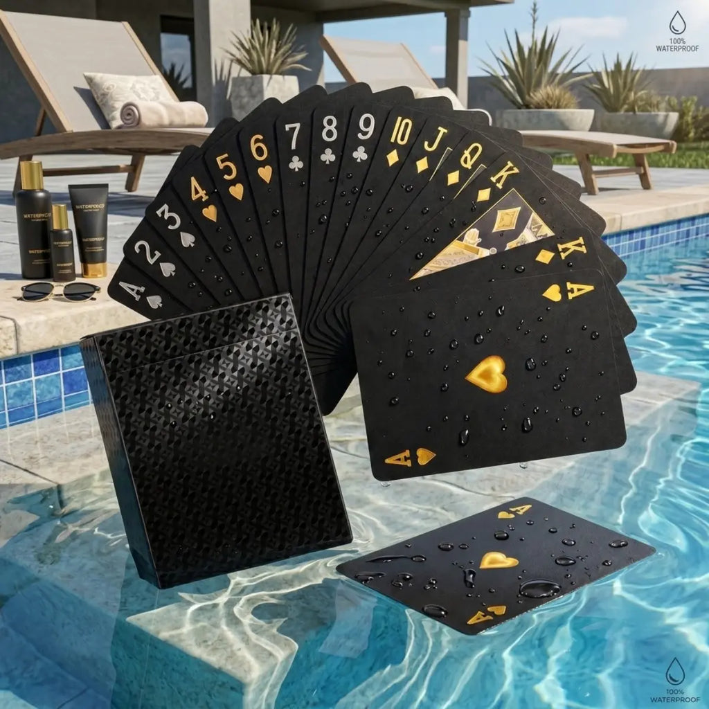 Playing Cards - Waterproof Diamond Textured Foil PET Poker Cards - for Swimming Pool, Beach Club Party, Camping & Magic Show - Premium Sleek Gift for Men, Adults & Friends