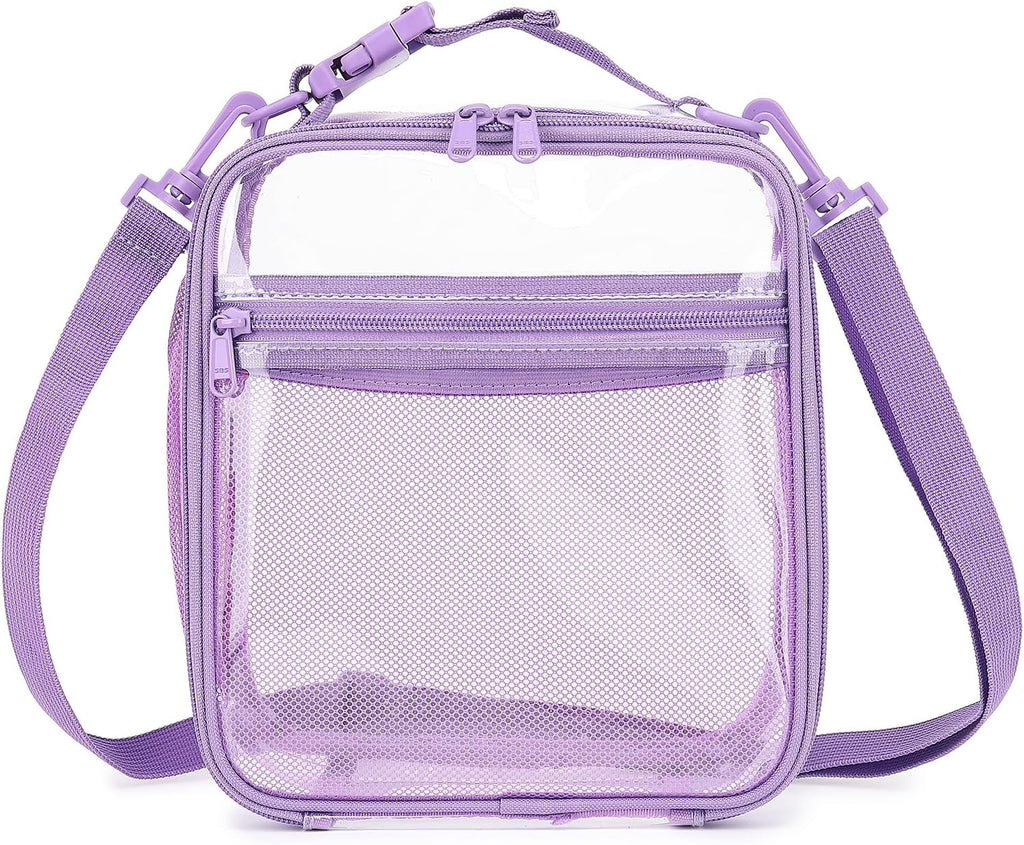 Kids Lunch Box Insulated Soft Bag Mini Cooler Back to School Thermal Meal Tote Kit for Girls, Boys, Purpleclear