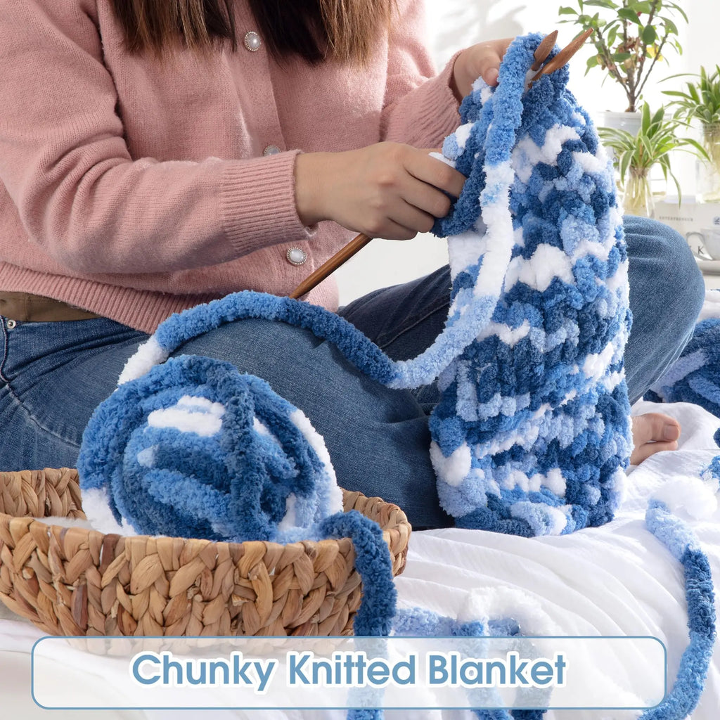 HOMBYS Tie-Dye Chunky Chenille Yarn - 8-Pack Super Bulky Crafting Supplies for Hand Knitting, Oversized Crochet Projects, DIY Crafts with Softness, Maker Flowers Mini Gift Garland, Chunky Yarn, Oversized Crochet Yarn