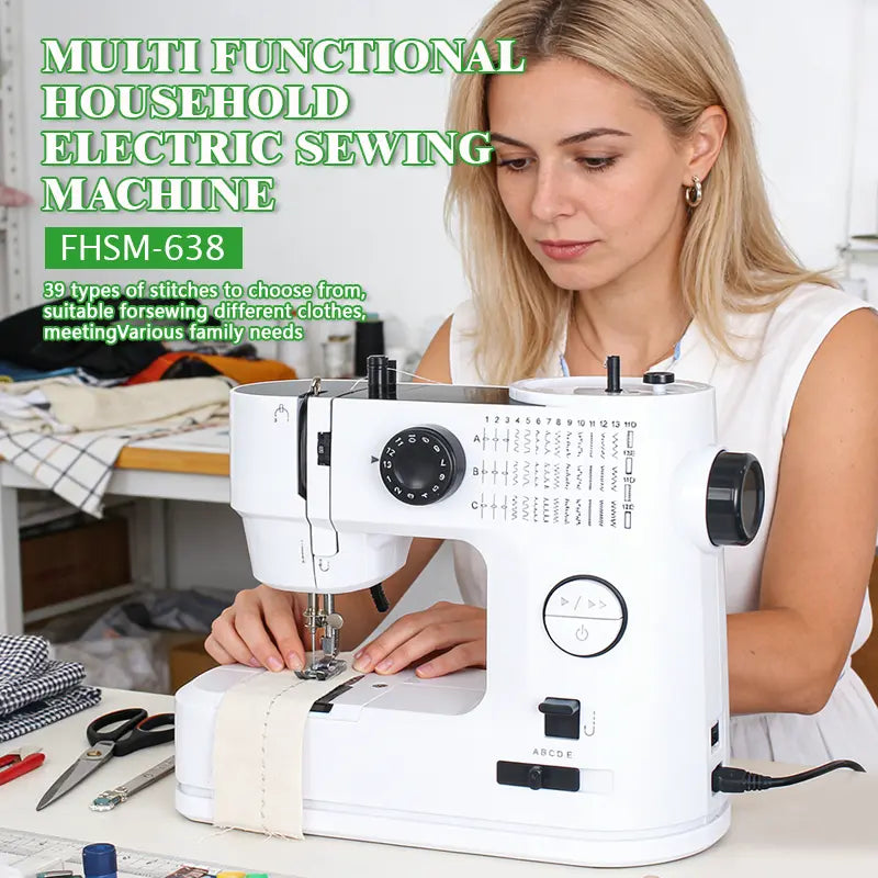 Portable 39-Stitch Mini Electric Sewing Machine with Heavy-Duty Build, Overlock Function, Extension Table, Dual Speed Control – Ideal for Home Decor, Curtains, Beginners & Modern Women