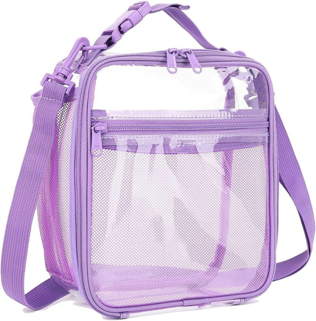 Kids Lunch Box Insulated Soft Bag Mini Cooler Back to School Thermal Meal Tote Kit for Girls, Boys, Purpleclear
