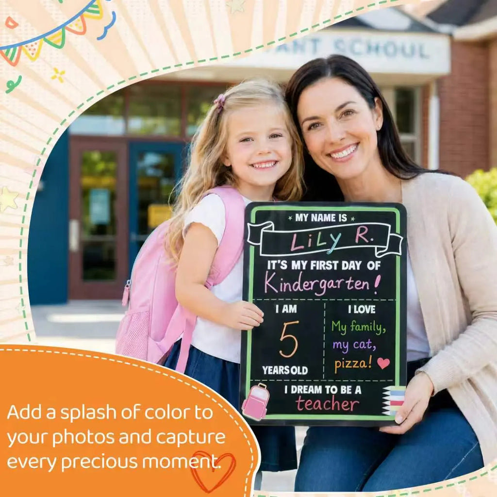 First Day of School Sign Reusable Chalkboard | First & Last Day Photo Board for Kids | Back to School Memory Sign | Photo Prop to Record Memories for Kids