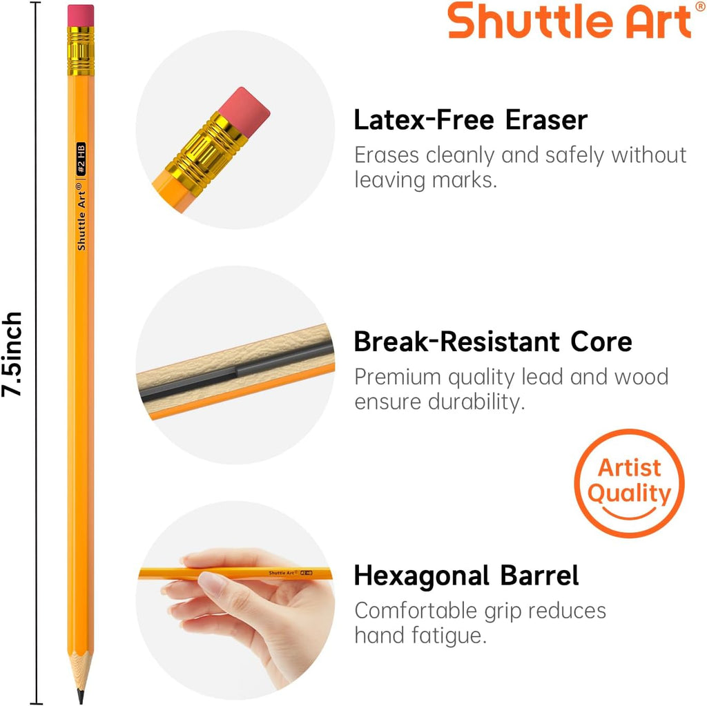 60 Pack Pencils, #2 HB, Pre-Sharpened Pencils with Top Erasers, Premium Woodcased Yellow Pencil Bulk for Classroom & School Supplies, Writing and Drawing