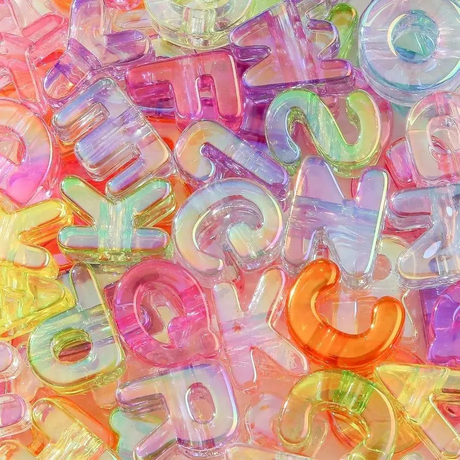 78Pcs Large Letter Beads Big Chunky Letter Bead A-Z Acrylic Alphabet Bubble Beads for Paracord Bead Bag Charm Keychains Crafts Education Leaning(Ab