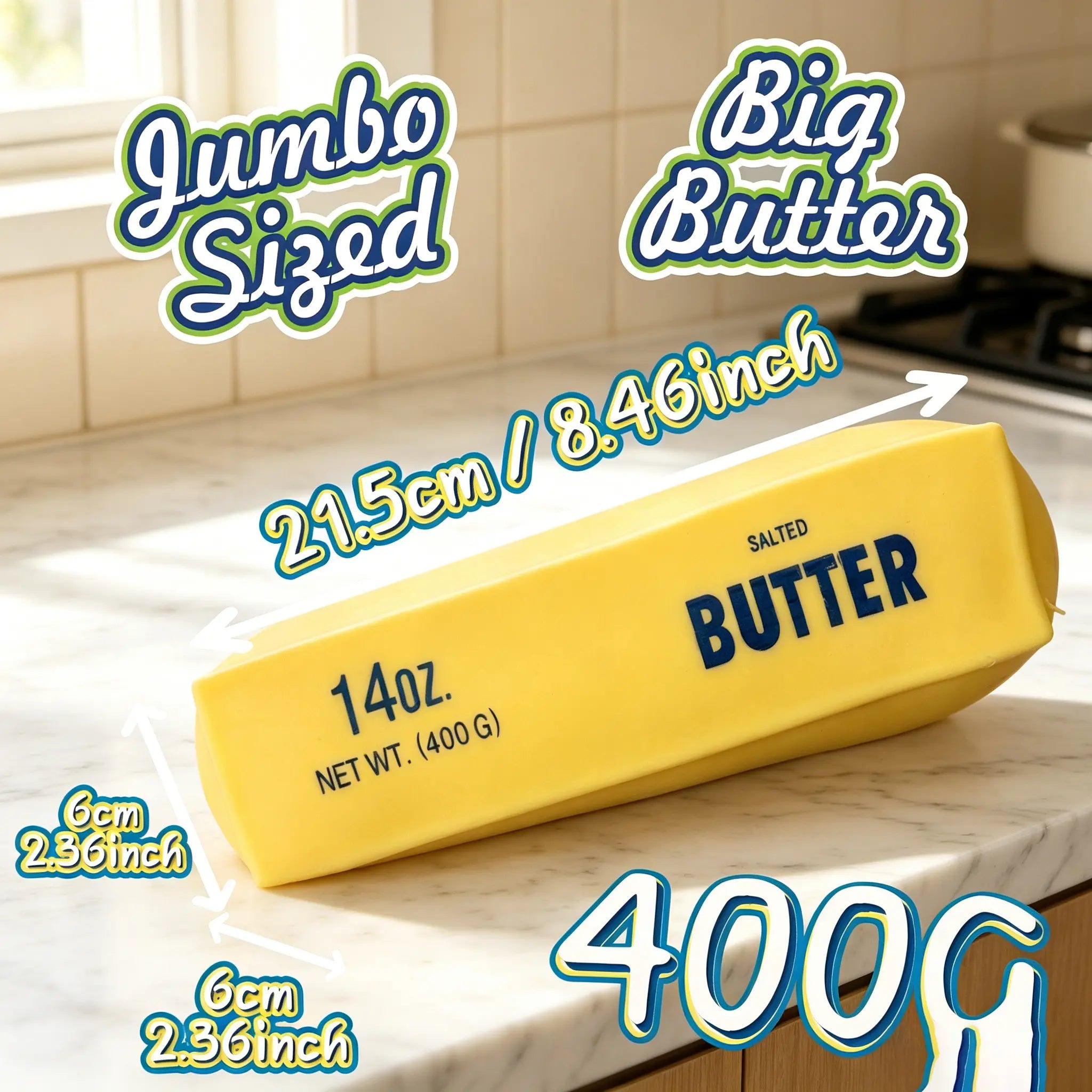 [Dealsforyou] Butter Squishy Stick, Small & Large Size Options, TPR Squishy Toy with EVA + Air Filling, Butter-Shaped Squeeze Fidget Toy for Desk, Hand Play & Boredom, Restock, Dealsforyoudays, Summerwins, DFYD