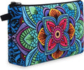 Small Makeup Bag, Portable Travel Cosmetic Bag Zipper Pouch Waterproof Makeup Pouch Multifunctional Small Bag for Women (1 Pack, Dark Blue Flower 0179)