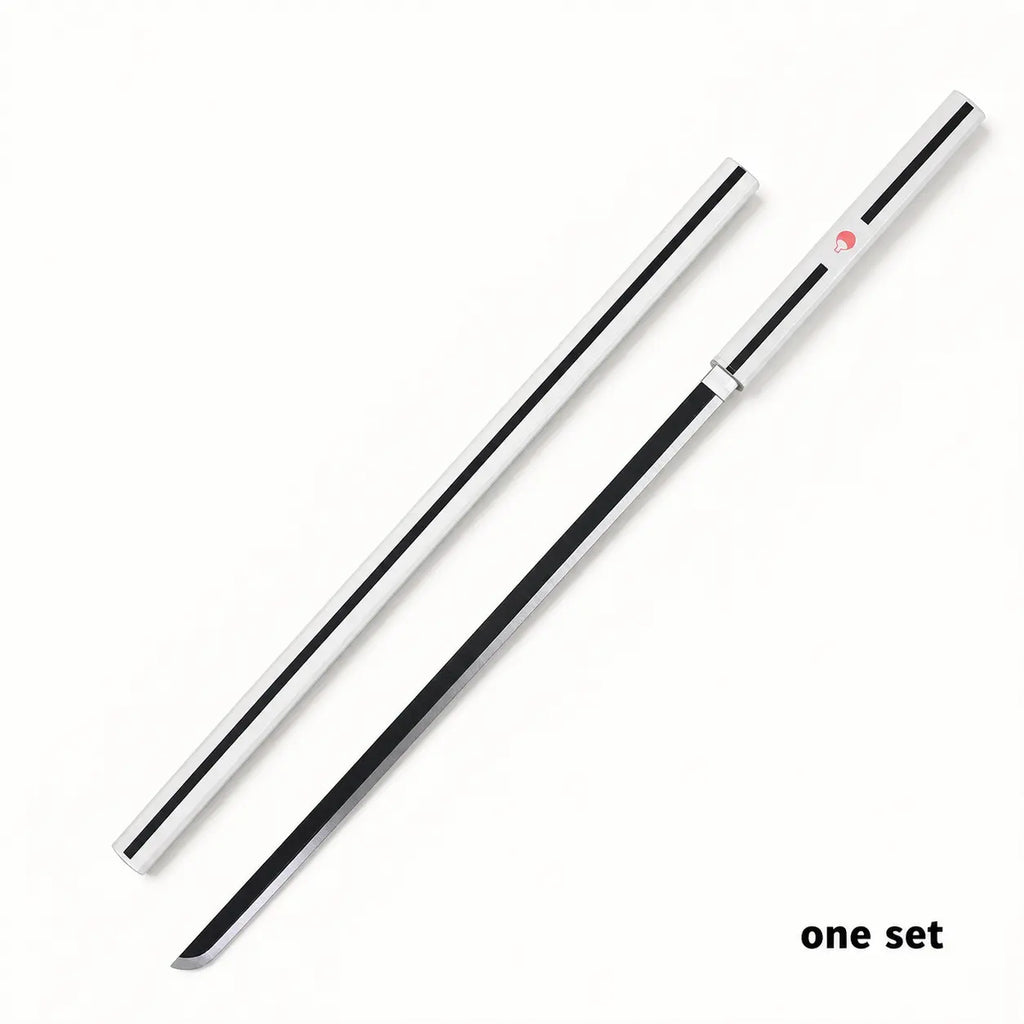 Sasuke Uchiha Naruto Kusanagi Themed Costume Accessory Set, White Decor Body with Uchiha Clan Logo, Black Long Ornament, for Convention Shooting, Home Display & Anime Fan Collection