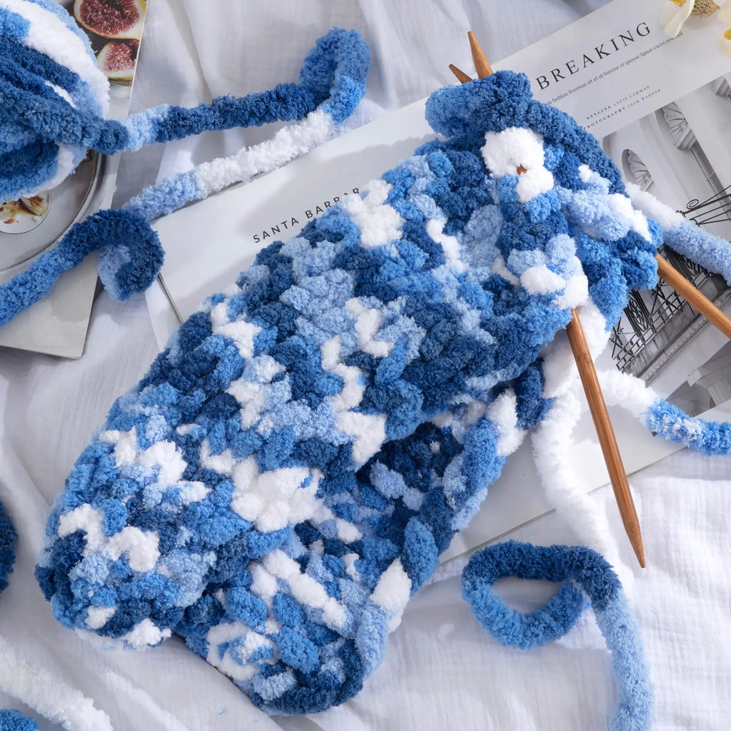 HOMBYS Tie-Dye Chunky Chenille Yarn - 8-Pack Super Bulky Crafting Supplies for Hand Knitting, Oversized Crochet Projects, DIY Crafts with Softness, Maker Flowers Mini Gift Garland, Chunky Yarn, Oversized Crochet Yarn