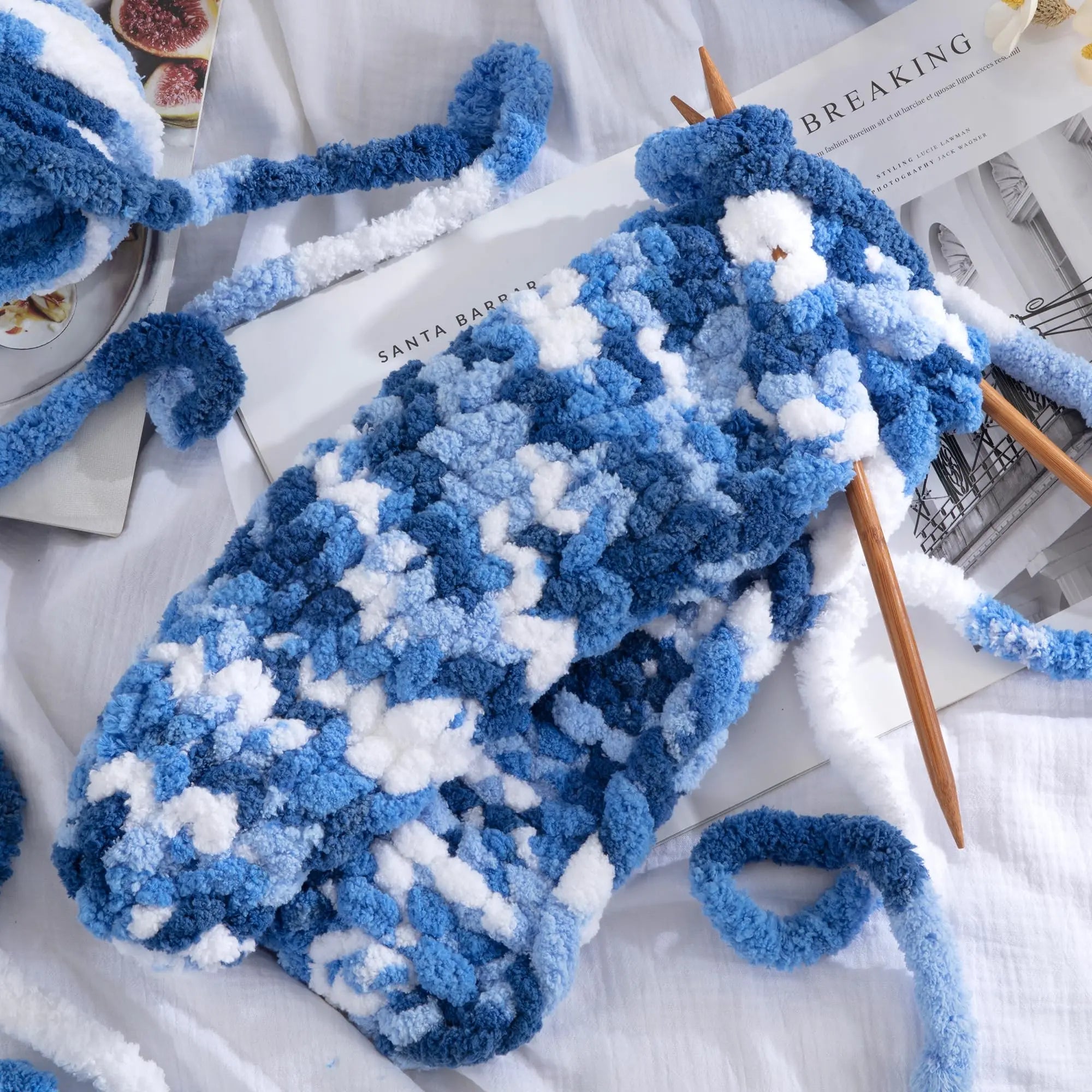 HOMBYS Tie-Dye Chunky Chenille Yarn - 8-Pack Super Bulky Crafting Supplies for Hand Knitting, Oversized Crochet Projects, DIY Crafts with Softness, Maker Flowers Mini Gift Garland, Chunky Yarn, Oversized Crochet Yarn
