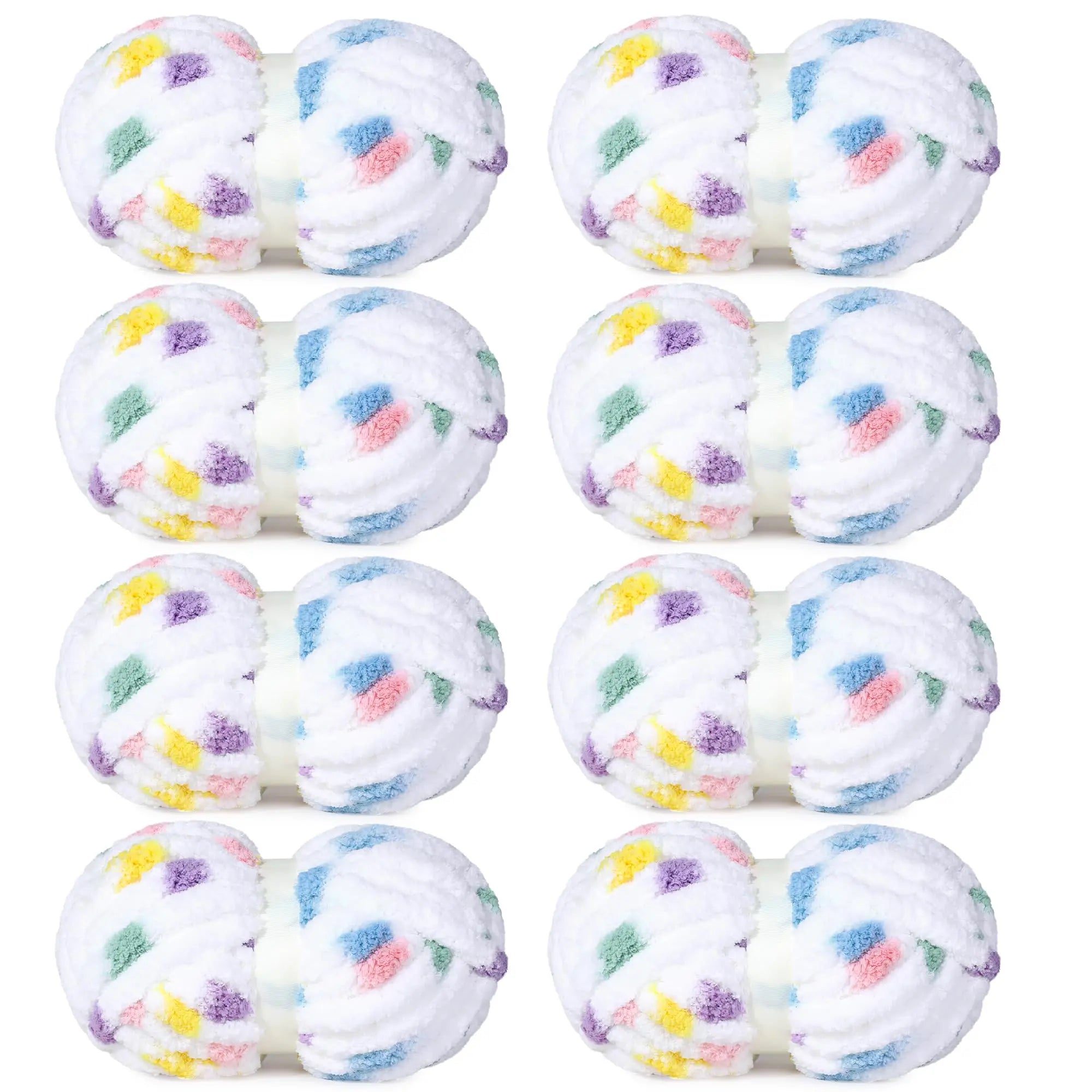 HOMBYS Tie-Dye Chunky Chenille Yarn - 8-Pack Super Bulky Crafting Supplies for Hand Knitting, Oversized Crochet Projects, DIY Crafts with Softness, Maker Flowers Mini Gift Garland, Chunky Yarn, Oversized Crochet Yarn
