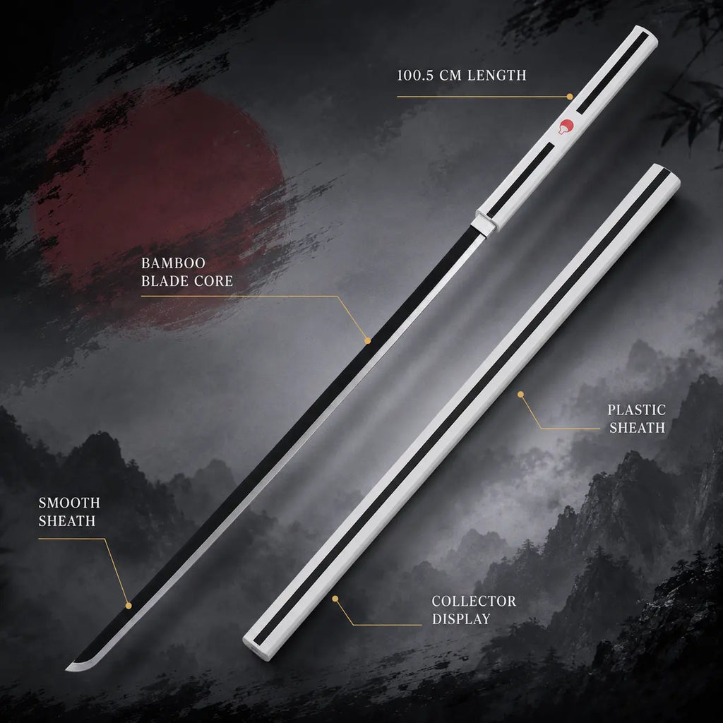 Sasuke Uchiha Naruto Kusanagi Themed Costume Accessory Set, White Decor Body with Uchiha Clan Logo, Black Long Ornament, for Convention Shooting, Home Display & Anime Fan Collection