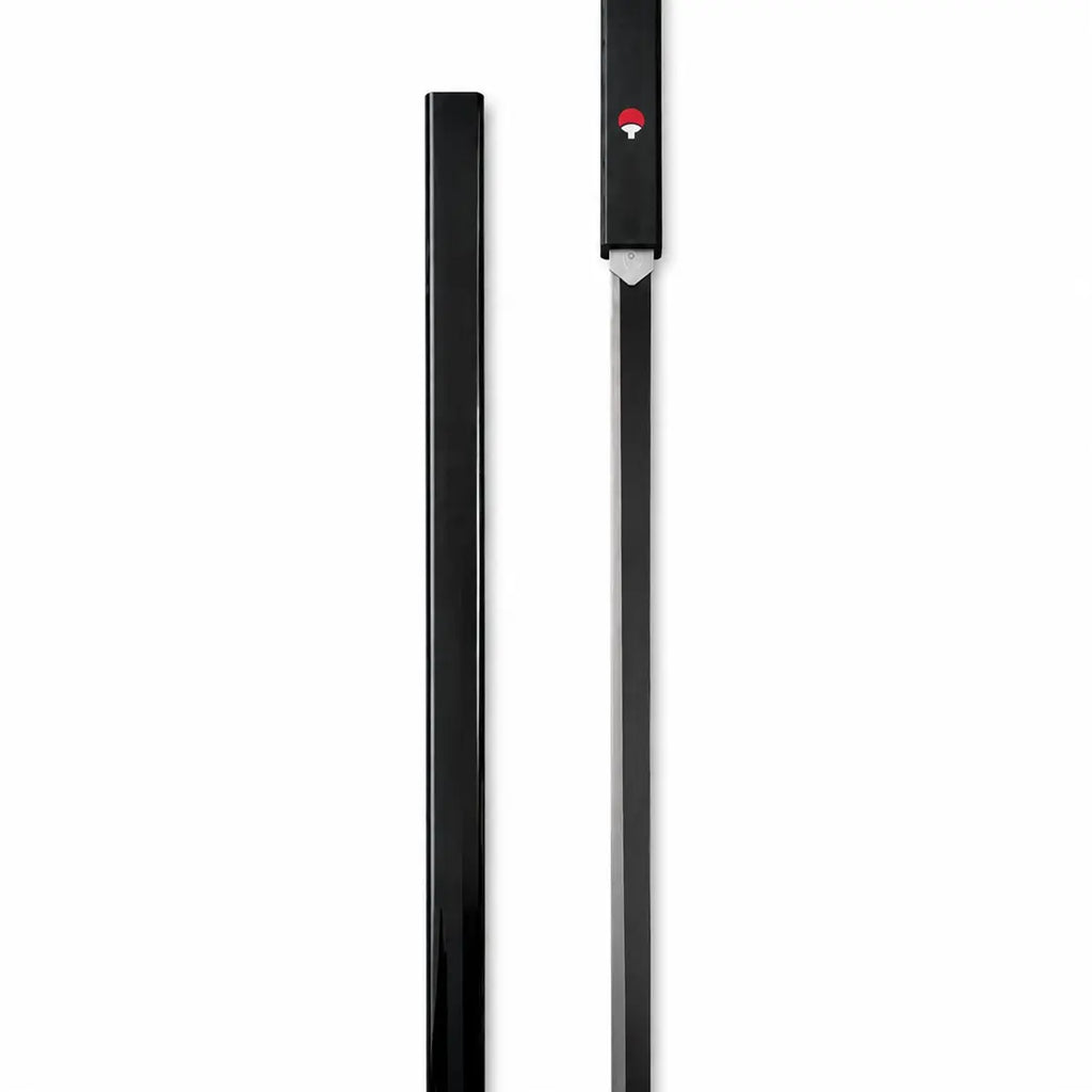 Naruto Shippuden Cosplay Weapon Sasuke Kusanagi Blade, Full Size 104Cm Wooden Unsharpened Sword, Black Gloss Sheath with Uchiha Clan Logo, Safe Costume Prop for Comic Con Halloween Anime Collection Toy Knife
