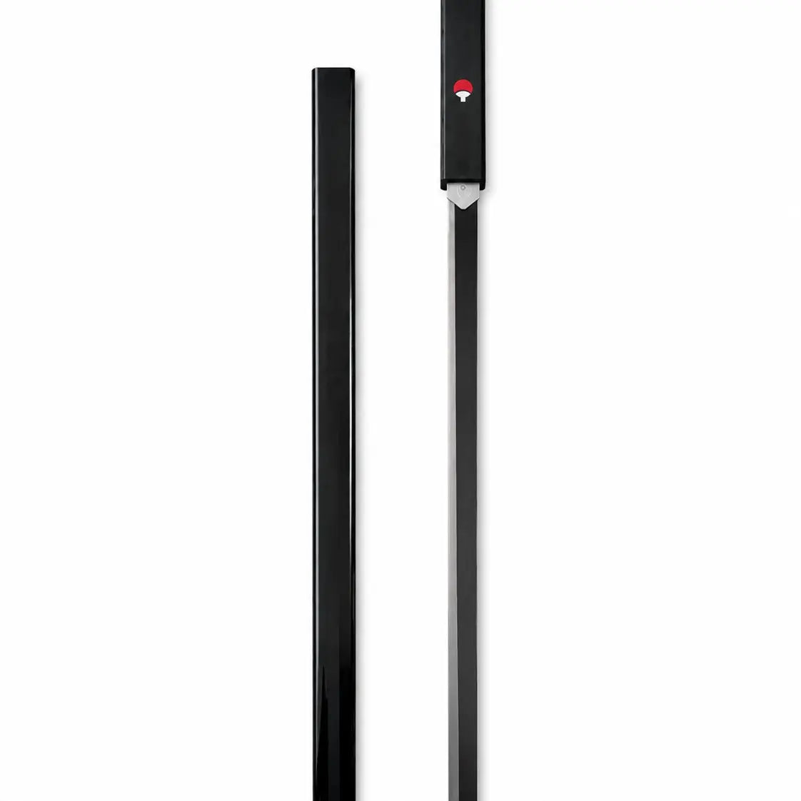 Naruto Shippuden Cosplay Weapon Sasuke Kusanagi Blade, Full Size 104Cm Wooden Unsharpened Sword, Black Gloss Sheath with Uchiha Clan Logo, Safe Costume Prop for Comic Con Halloween Anime Collection Toy Knife