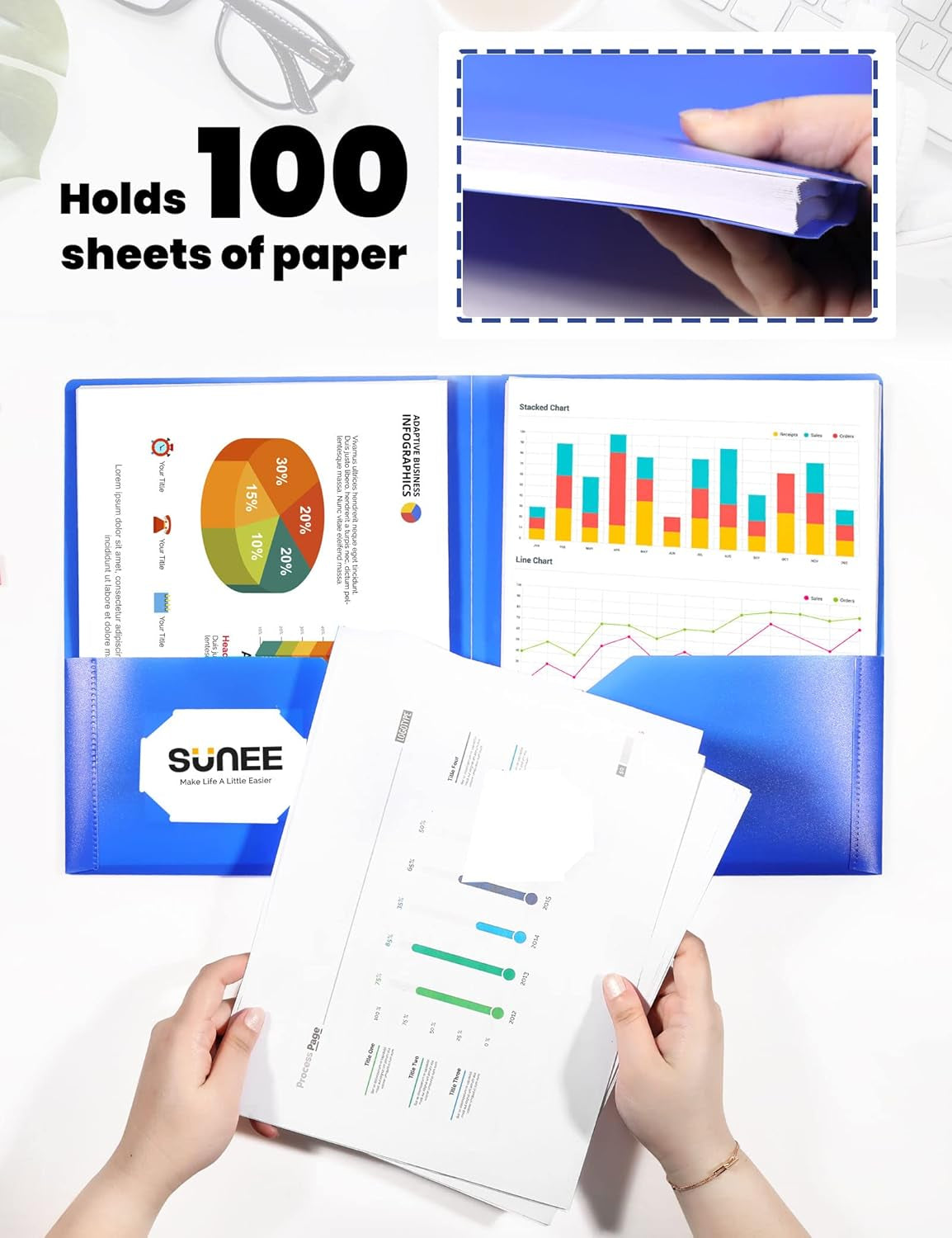 Folders with Pockets (6 Pack, Assorted Colors), Plastic Folders with Pocket, Poly Folder for Documents Letter Size, 2 Pocket Folder for Kids, Home, School, Office