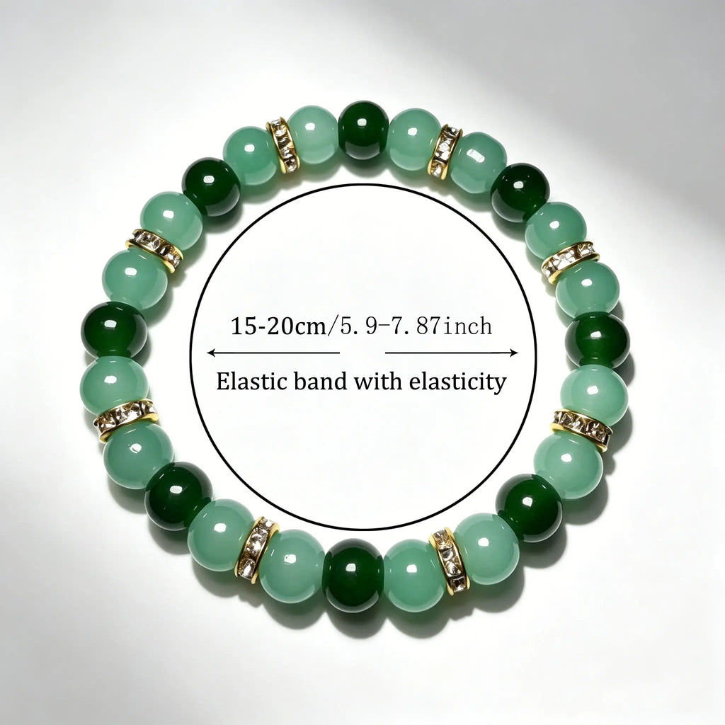Lucky Charms Glass Bead Bracelet, Unisex 2-Tone Green and Gold Design for Daily Use, Symbol of Wealth and Good Luck, Unisex Wear, Lucky Charm, Inspirational Beaded Bracelet, Attract Abundance, Two-Tone Beads