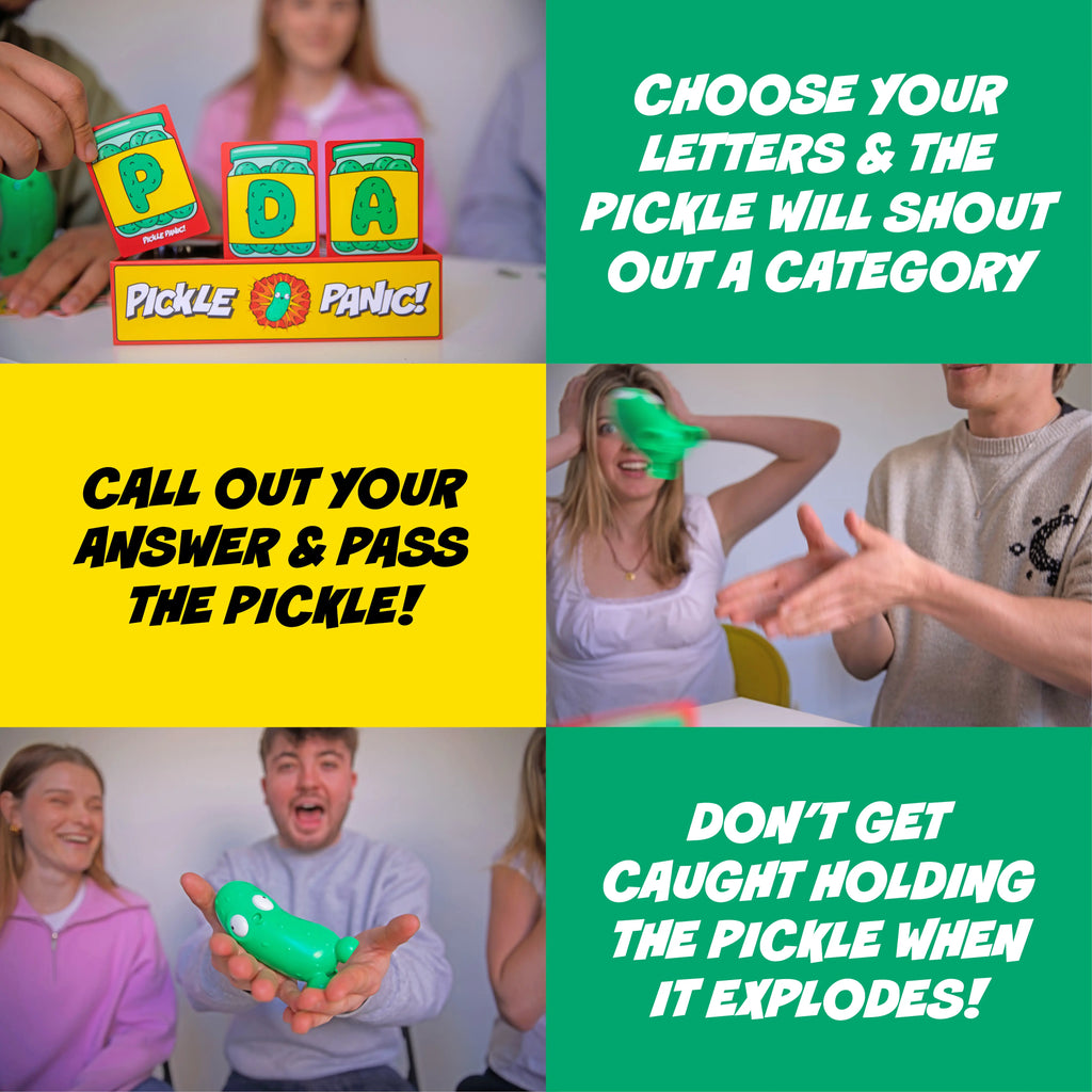 Pickle Panic! Family Party Game for Kids & Adults – Fast-Thinking Pickle-Passing Category Challenge | Ages 8+ | 2-8 Players | from the Creators of Grab the Mic