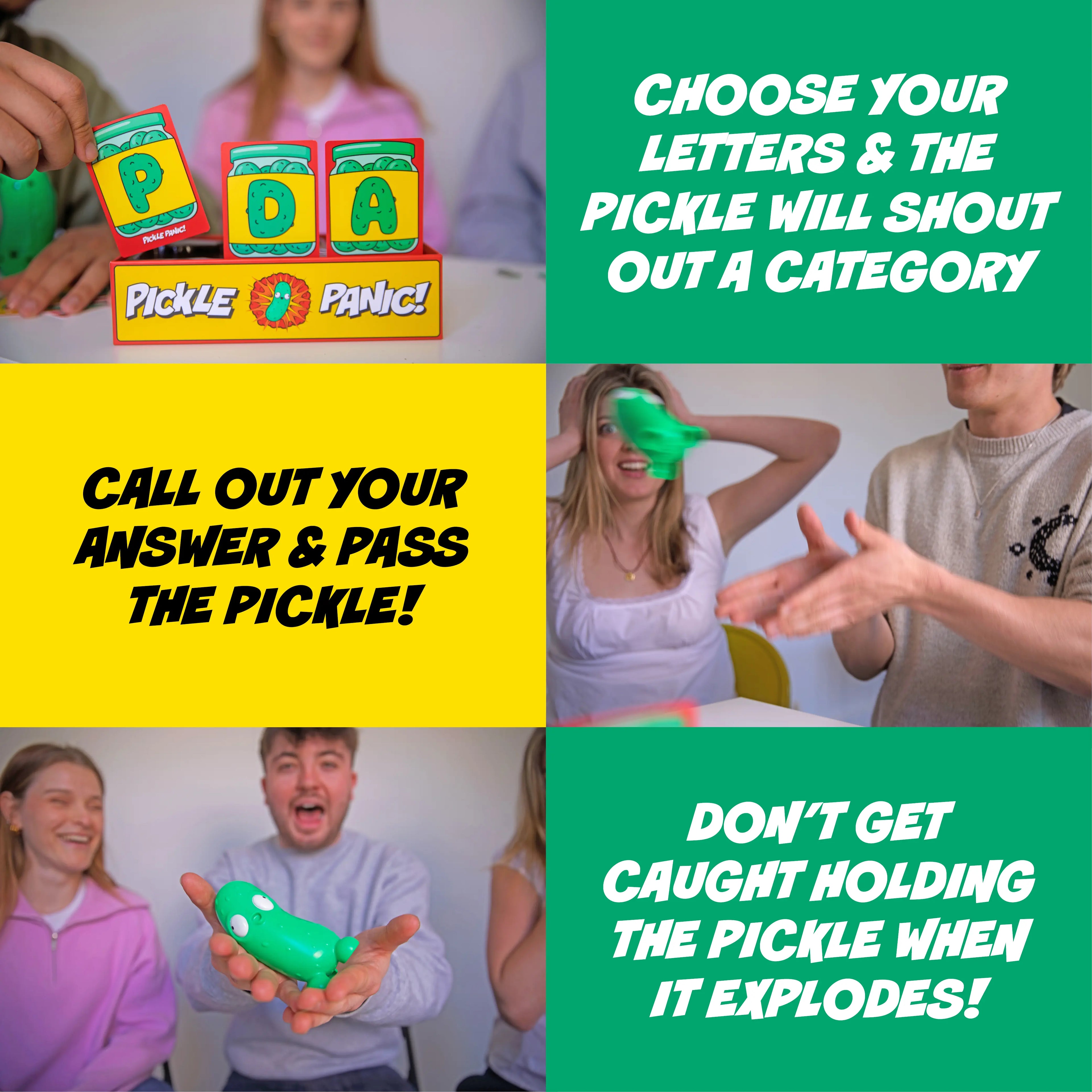 Pickle Panic! Family Party Game for Kids & Adults – Fast-Thinking Pickle-Passing Category Challenge | Ages 8+ | 2-8 Players | from the Creators of Grab the Mic
