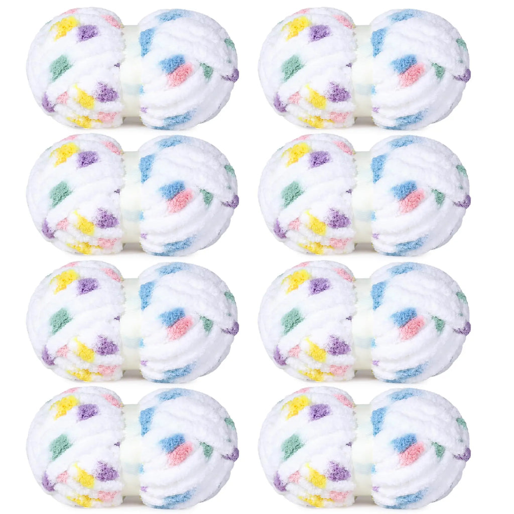 HOMBYS Tie-Dye Chunky Chenille Yarn - 8-Pack Super Bulky Crafting Supplies for Hand Knitting, Oversized Crochet Projects, DIY Crafts with Softness, Maker Flowers Mini Gift Garland, Chunky Yarn, Oversized Crochet Yarn