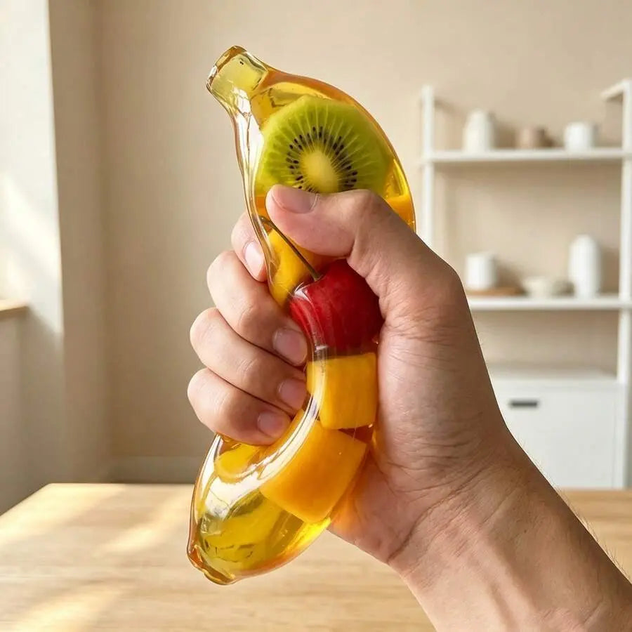Realistic Banana Squeeze Toy Soft Fruit Fidget for Stress Relief, Soft Squeeze Fidget Toy, Random Style & Random Color, Stress Relief Desktop Decor, Gift for Home Office Classroom Birthday Halloween Christmas