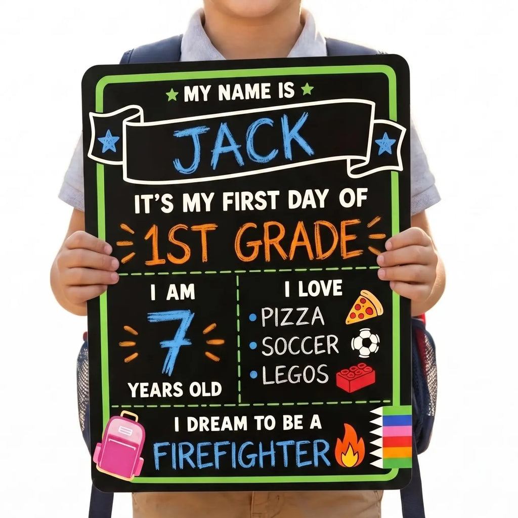First Day of School Sign Reusable Chalkboard | First & Last Day Photo Board for Kids | Back to School Memory Sign | Photo Prop to Record Memories for Kids