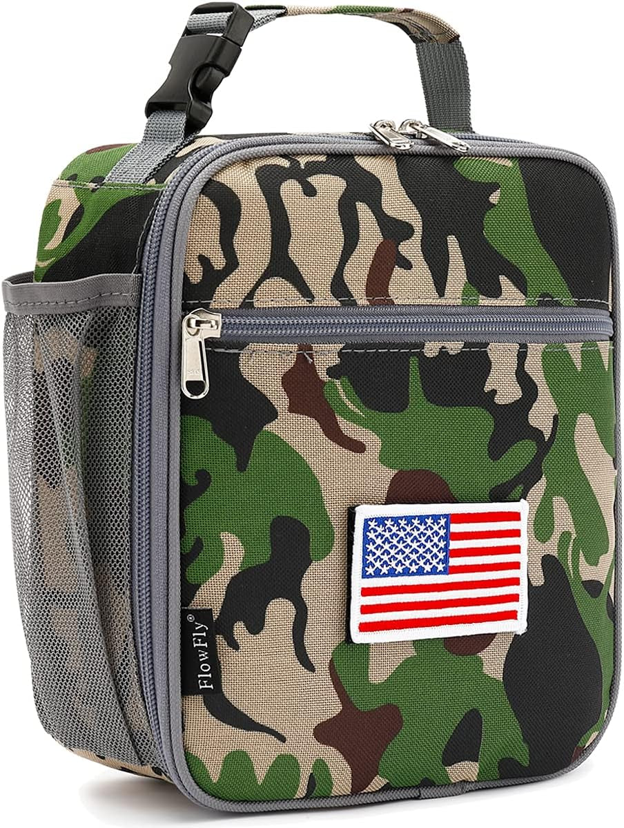 Kids Lunch Box Insulated Soft Bag Mini Cooler Back to School Thermal Meal Tote Kit for Girls, Boys,Flag