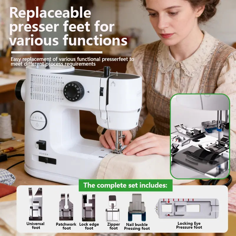 Portable 39-Stitch Mini Electric Sewing Machine with Heavy-Duty Build, Overlock Function, Extension Table, Dual Speed Control – Ideal for Home Decor, Curtains, Beginners & Modern Women