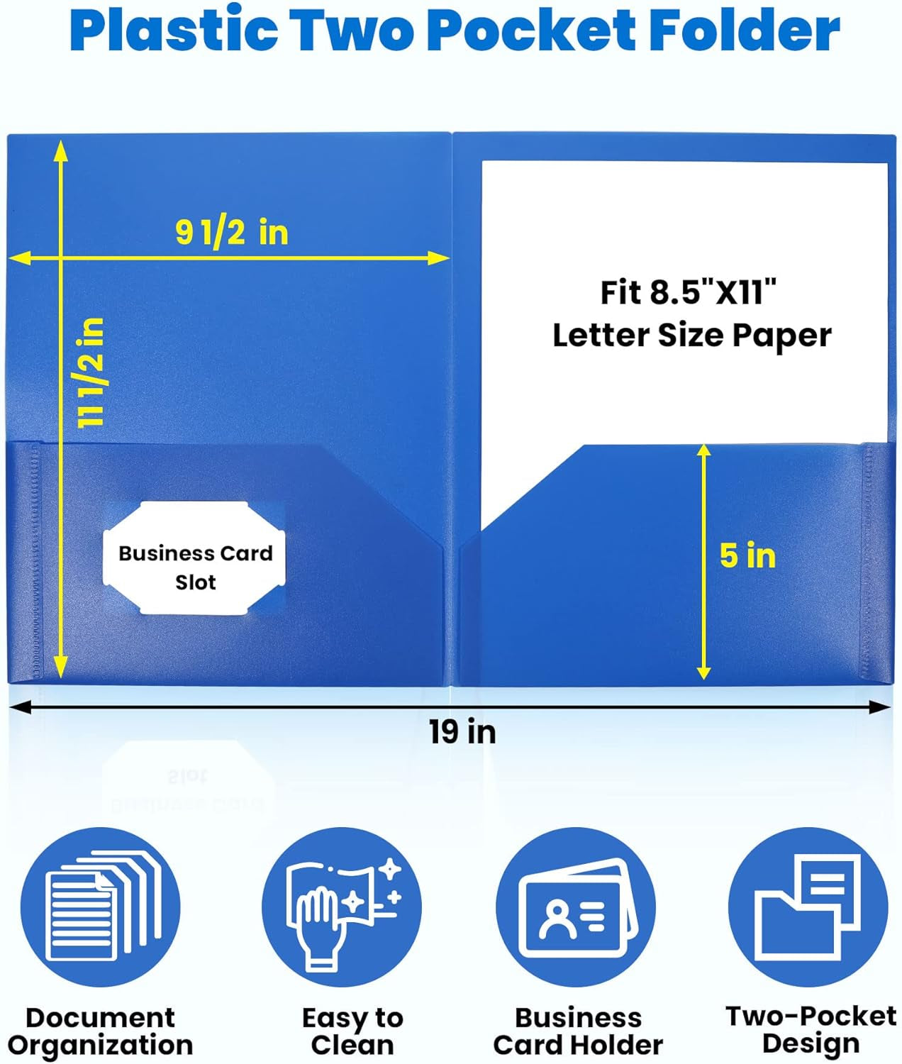 Folders with Pockets (6 Pack, Assorted Colors), Plastic Folders with Pocket, Poly Folder for Documents Letter Size, 2 Pocket Folder for Kids, Home, School, Office