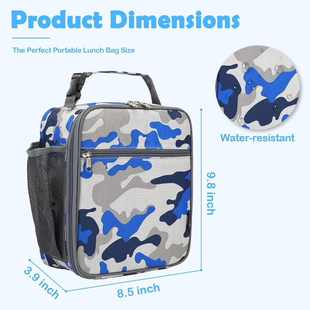 Kids Lunch Box Insulated Soft Bag Mini Cooler Back to School Thermal Meal Tote Kit for Girls, Boys, Camo