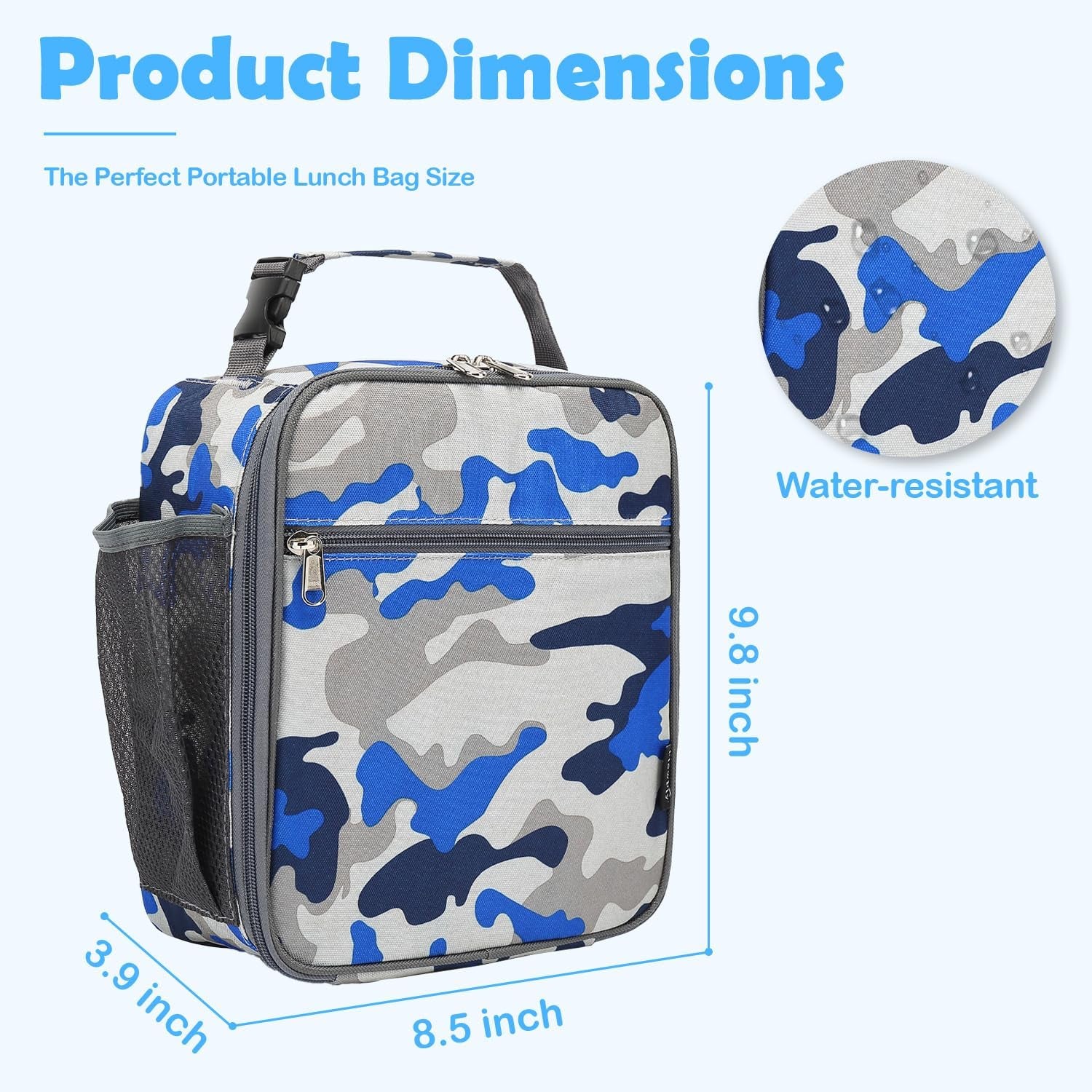 Kids Lunch Box Insulated Soft Bag Mini Cooler Back to School Thermal Meal Tote Kit for Girls, Boys, Camo