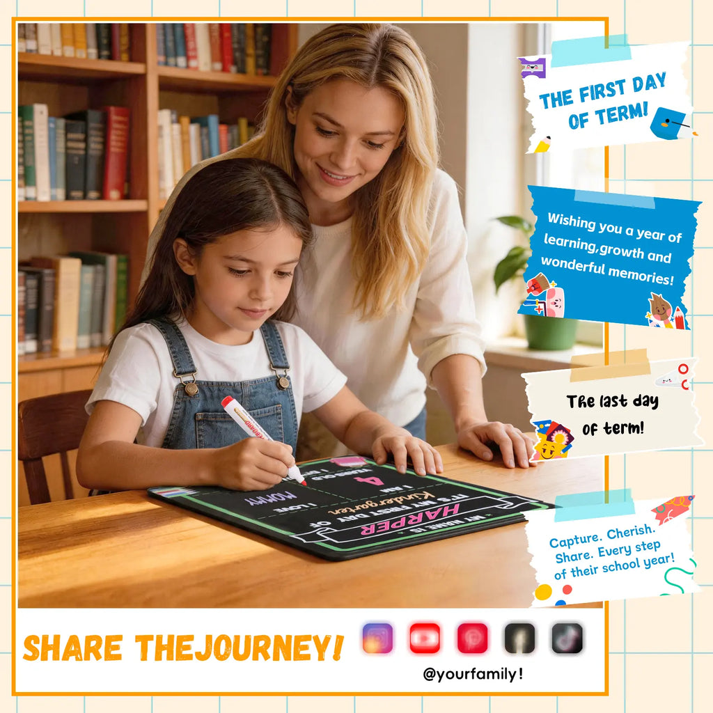 First Day of School Sign Reusable Chalkboard | First & Last Day Photo Board for Kids | Back to School Memory Sign | Photo Prop to Record Memories for Kids