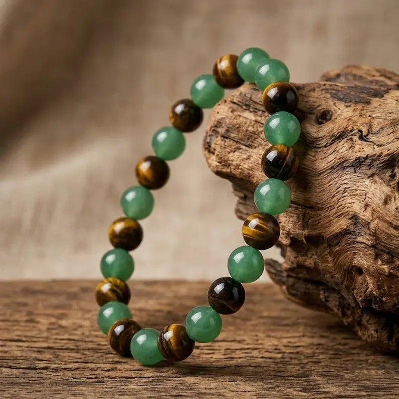 4Pcs Money Attraction Bracelet Aesthetic with Green Aventurine & Tiger Eye - Blue Friendship Bracelet Beaded Jewelry Protection Bracelet Encouragement Gift Fashion Premium Bracelet Colorblock Beaded Crystal Bracelet Handmade Christmas Gift Travelessential