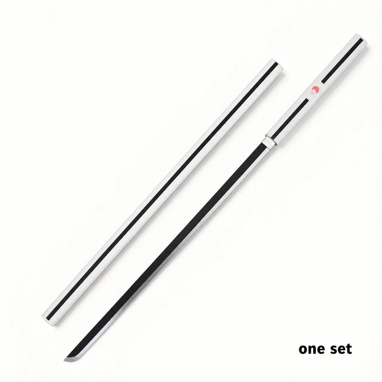 Sasuke Uchiha Naruto Kusanagi Themed Costume Accessory Set, White Decor Body with Uchiha Clan Logo, Black Long Ornament, for Convention Shooting, Home Display & Anime Fan Collection