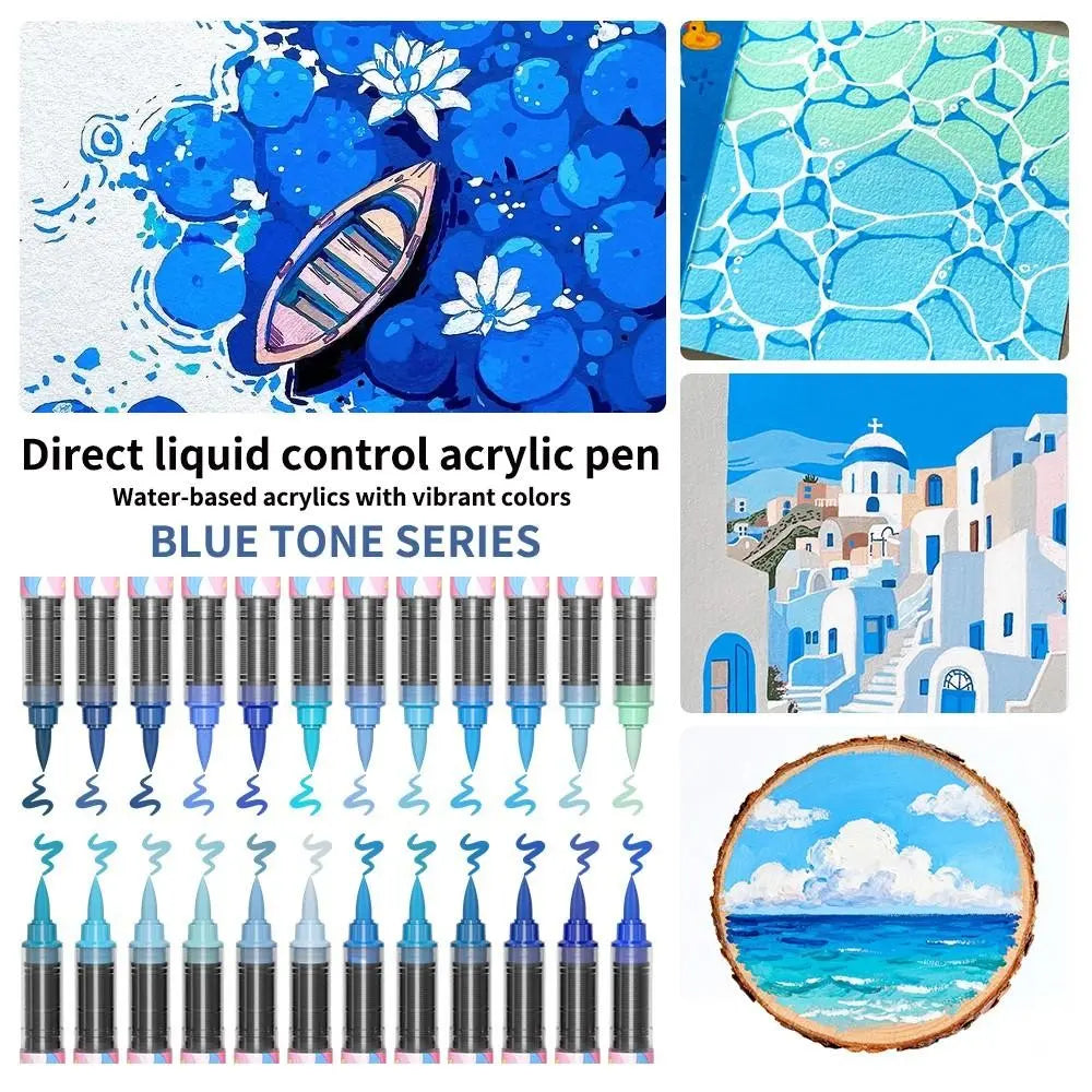 12/24/36 Colors Flysea Liquid Soft Tip Acrylic Markers, Opaque Blendable Brush Paint Pens, Ideal for Art, Graffiti & DIY Craft Painting, Art Supplies