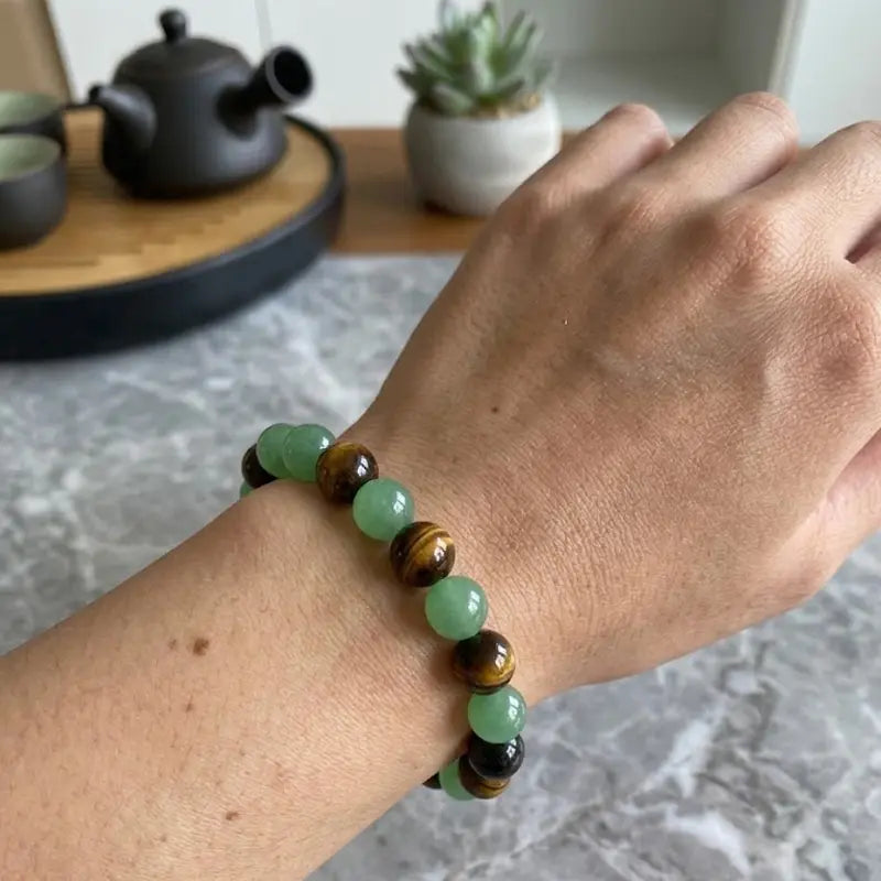 4Pcs Money Attraction Bracelet Aesthetic with Green Aventurine & Tiger Eye - Blue Friendship Bracelet Beaded Jewelry Protection Bracelet Encouragement Gift Fashion Premium Bracelet Colorblock Beaded Crystal Bracelet Handmade Christmas Gift Travelessential