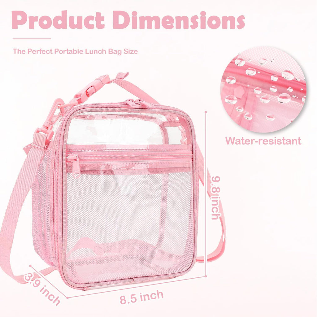 Kids Lunch Box Insulated Soft Bag Mini Cooler Back to School Thermal Meal Tote Kit for Girls, Boys, Pinkclear