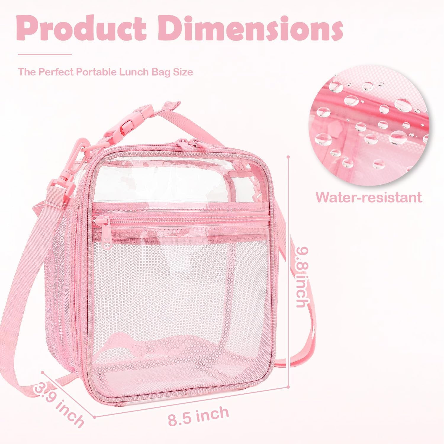 Kids Lunch Box Insulated Soft Bag Mini Cooler Back to School Thermal Meal Tote Kit for Girls, Boys, Pinkclear