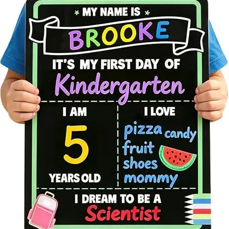 First Day of School Sign Reusable Chalkboard | First & Last Day Photo Board for Kids | Back to School Memory Sign | Photo Prop to Record Memories for Kids