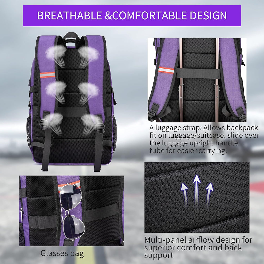 Travel Laptop Backpack,17.3 Inch Large Capacity College School Bookbags,Rfid anti Theft Pocket,Durable Water Resistant Backpacks Computer Bagpack for Women Girls Teenagers Casual Daypack,Purple | Large Capacity, RFID anti Theft Pocket, Water Resistant, for Women Girls Teenagers