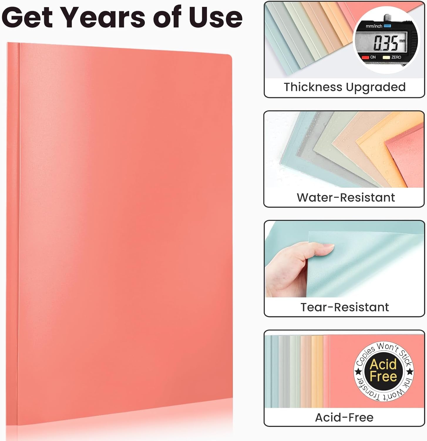 Plastic Folders with Pockets and Prongs, Pocket Folders with Prongs | 6 Pack Heavy Duty 3 Prong 2-Pocket Folders for Document, Colored File Folder Back to School Supplies for Kids