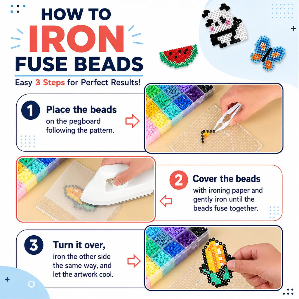 24/48/72/96 Colors DIY Fuse Beads Craft Set Complete Kit with Storage Case Pegboards Tweezers Ironing Paper for Creative Art Handmade Gifts Home Activities Educational Toys for Kids & Adults Alphabet Perler