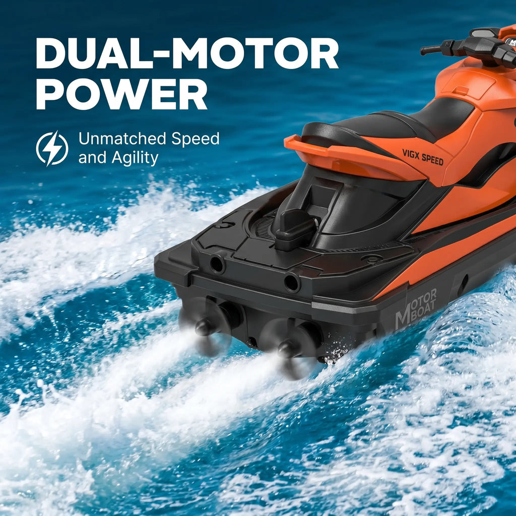 Electric RC Boat Remote Control Jet Ski Toy, Water Toy for Pool, Lake, Ponds, Ideal Gift for Kids 6+, Outdoor Summer Play