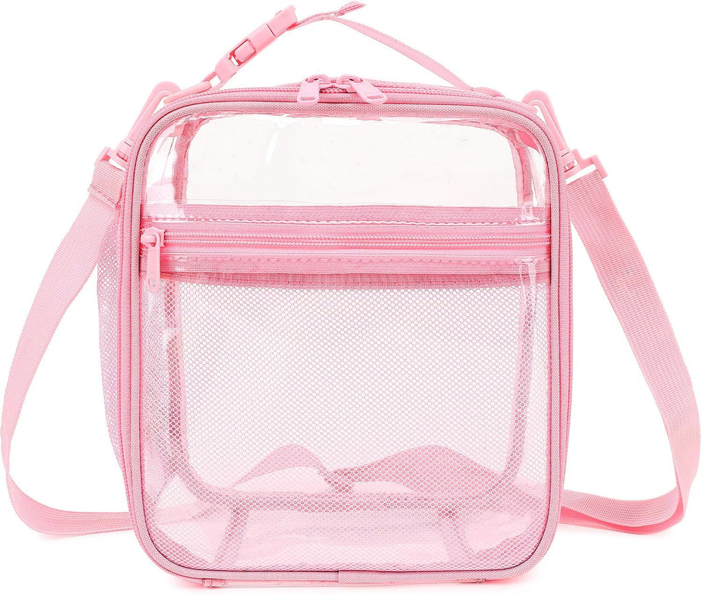 Kids Lunch Box Insulated Soft Bag Mini Cooler Back to School Thermal Meal Tote Kit for Girls, Boys, Pinkclear