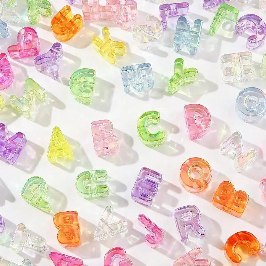 78Pcs Large Letter Beads Big Chunky Letter Bead A-Z Acrylic Alphabet Bubble Beads for Paracord Bead Bag Charm Keychains Crafts Education Leaning(Ab