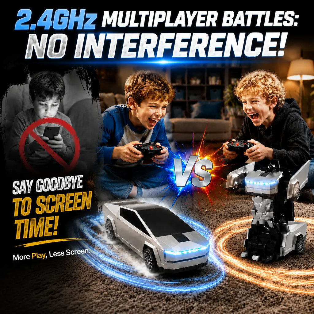 Cyber RC Transforming Car Toy, 4WD Drift Remote Control Truck with One-Button Automatic Transformation, 360° Spin & LED Lights, Futuristic Robot Vehicle Gift for Boys Tibibee Transform Easter Rc Gift Set 4-7 8-12 High-Quality Ab Plastic Gift